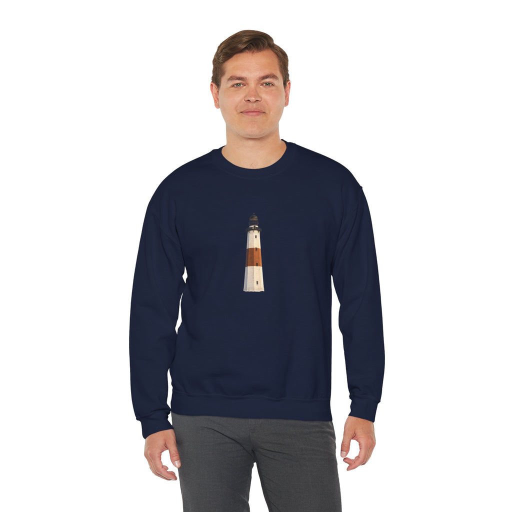 Montauk Lighthouse Minimalist Crewneck Sweatshirt — Montauk Coastal Nautical Graphic Sweater