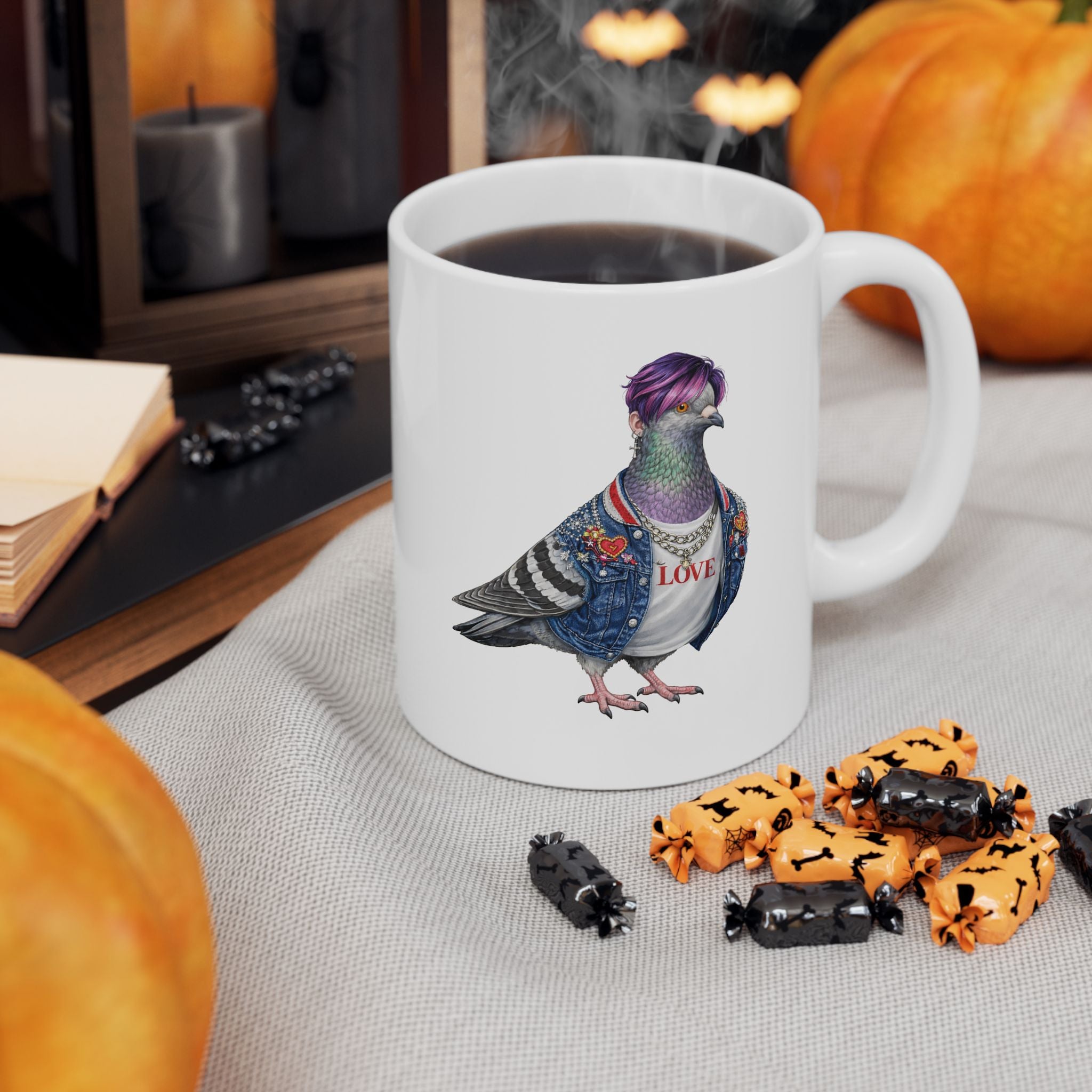 Customizable Koreatown NYC Pigeon Mug | New York Baseball Fan Bird Lovers Ceramic Coffee Cup