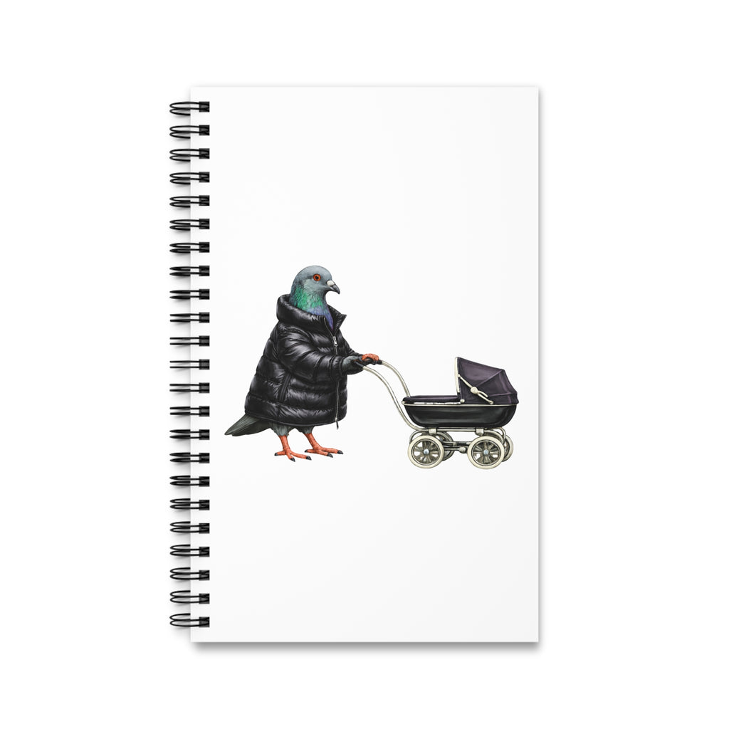 Customizable Park Slope NYC Pigeon Spiral Journal | Brooklyn Mommy Bird Lovers Notebook