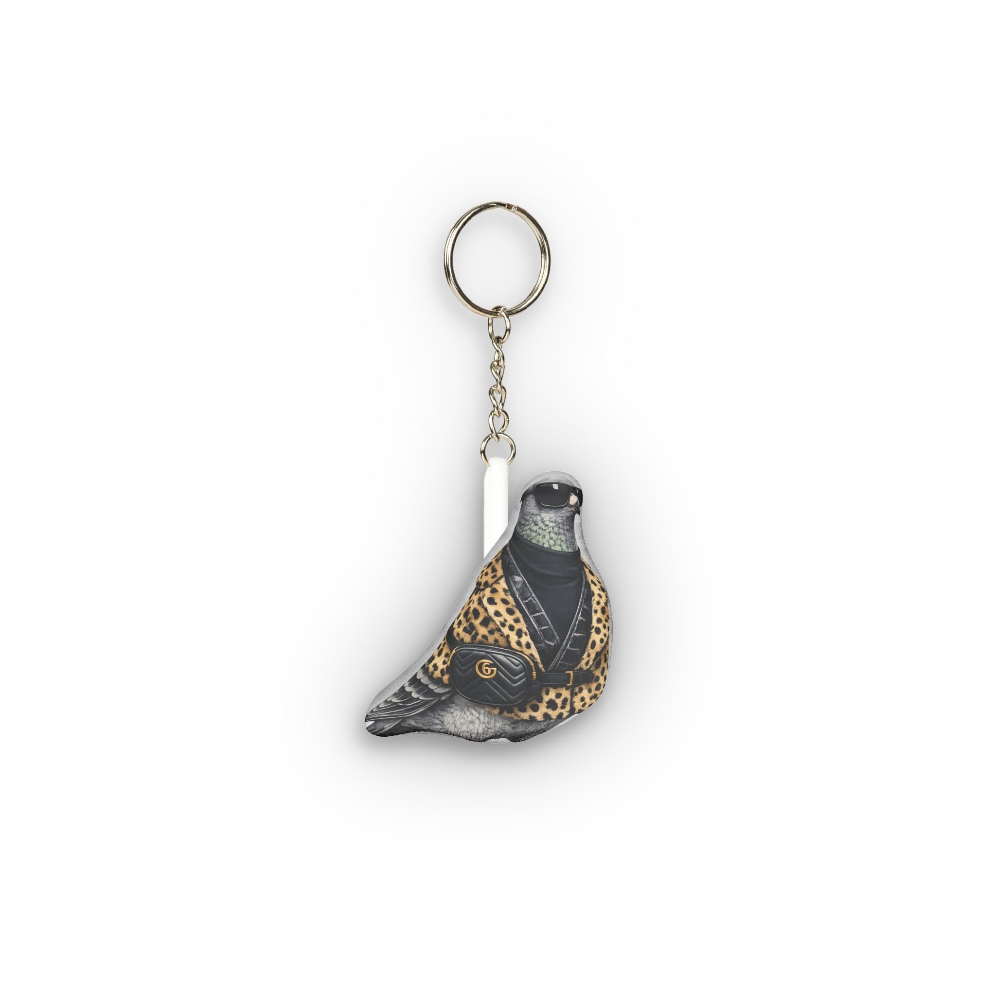 Staten Island NYC Pigeon Mini Plush Keychain |  Leopard Print Bird Lovers Plushie Bag Charm