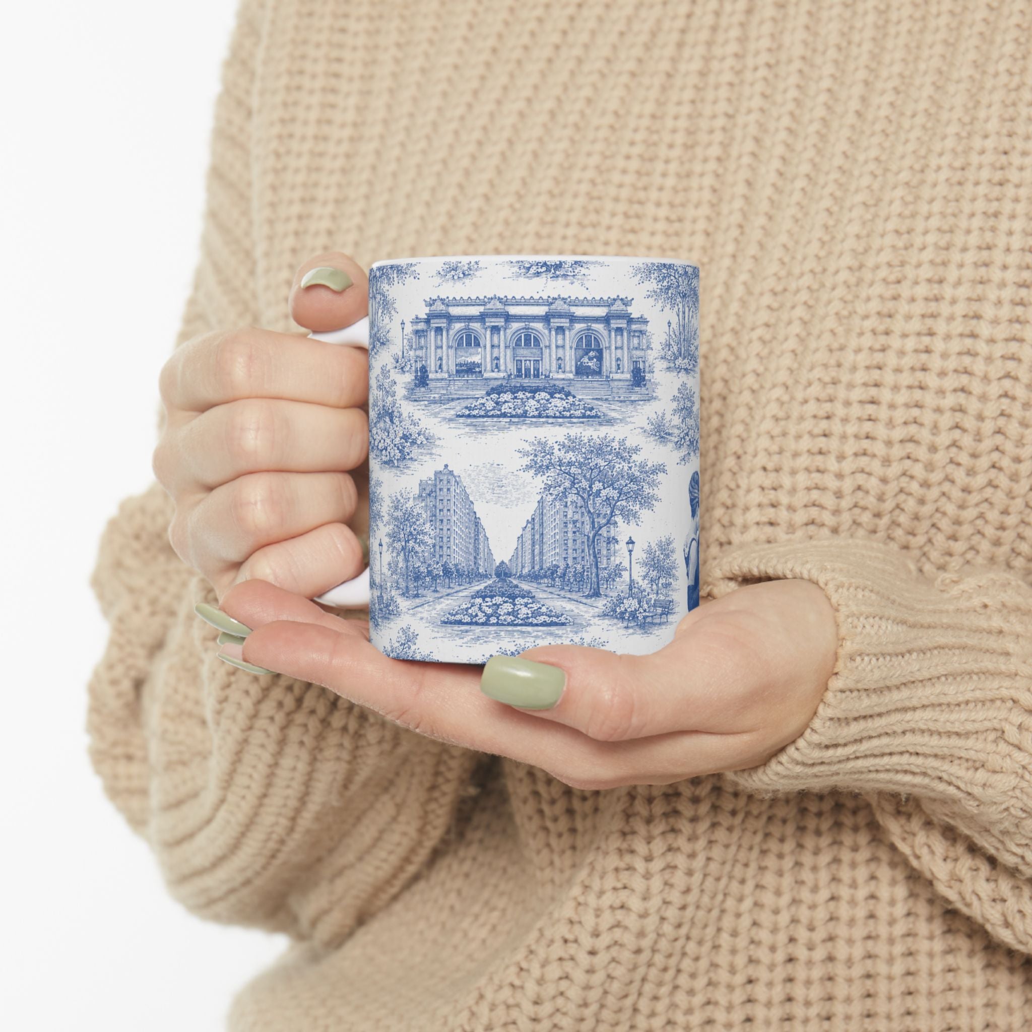 Upper East Side Blue Toile de Jouy Mug | New York Chinoiserie Ceramic Mug