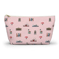 Icons of DUMBO Large Pink Accessory Pouch — T-Bottom Makeup Bag