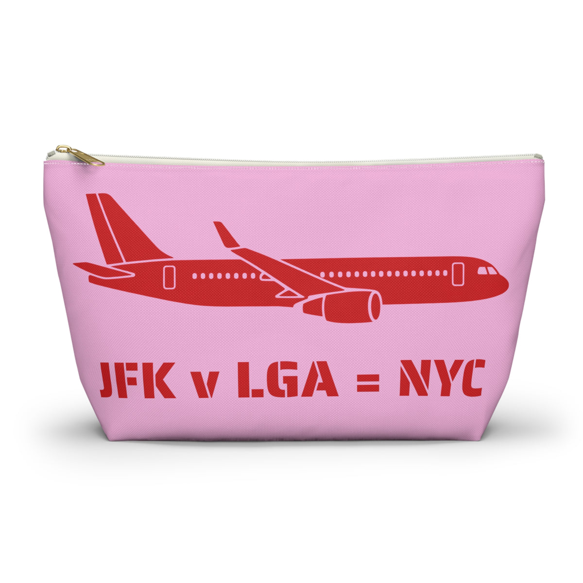 Travel Day NYC Airport Accessory Pouch — 'JFK v LGA = NYC' Travel Math Airplane Makeup Bag