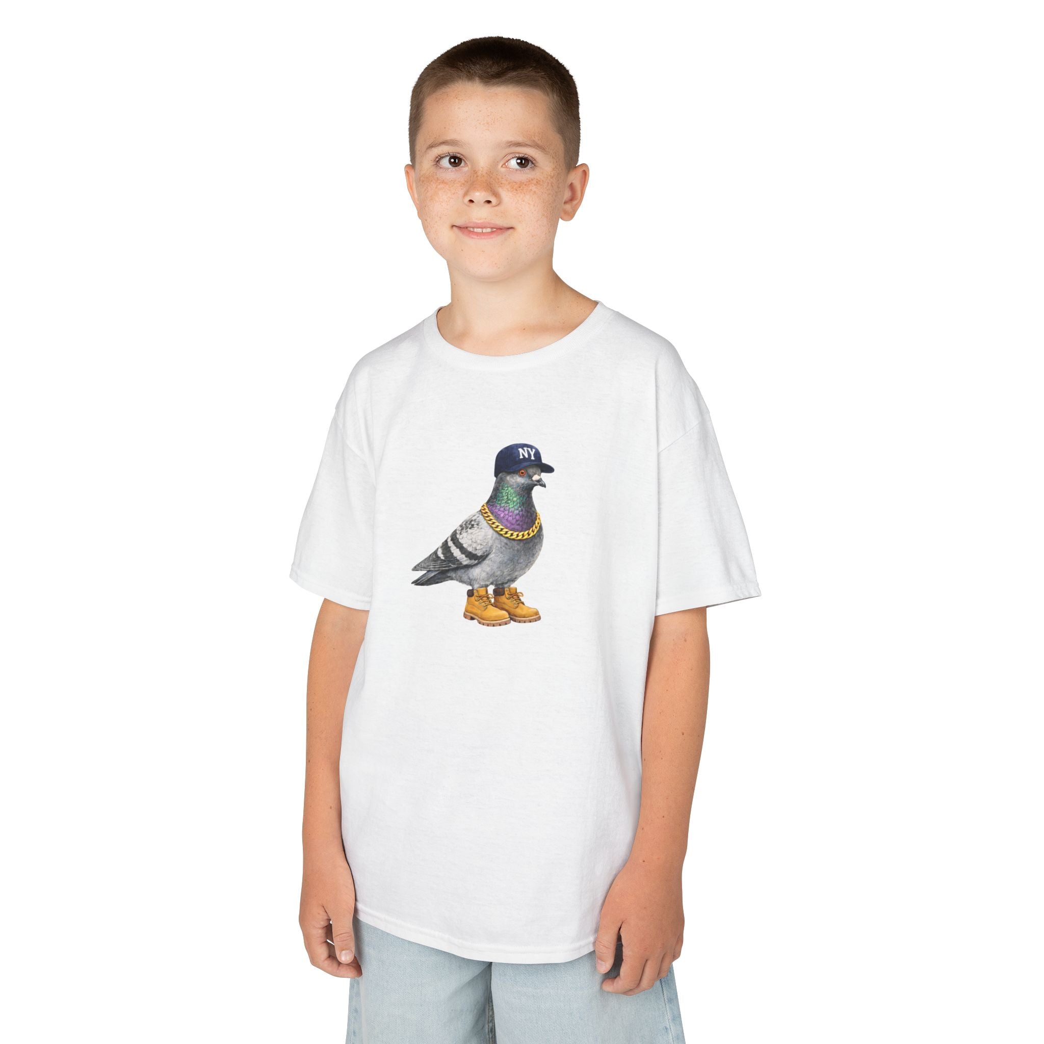Camiseta infantil personalizable con paloma del Bronx de Nueva York — Camiseta con simpático pájaro aficionado al béisbol para niños