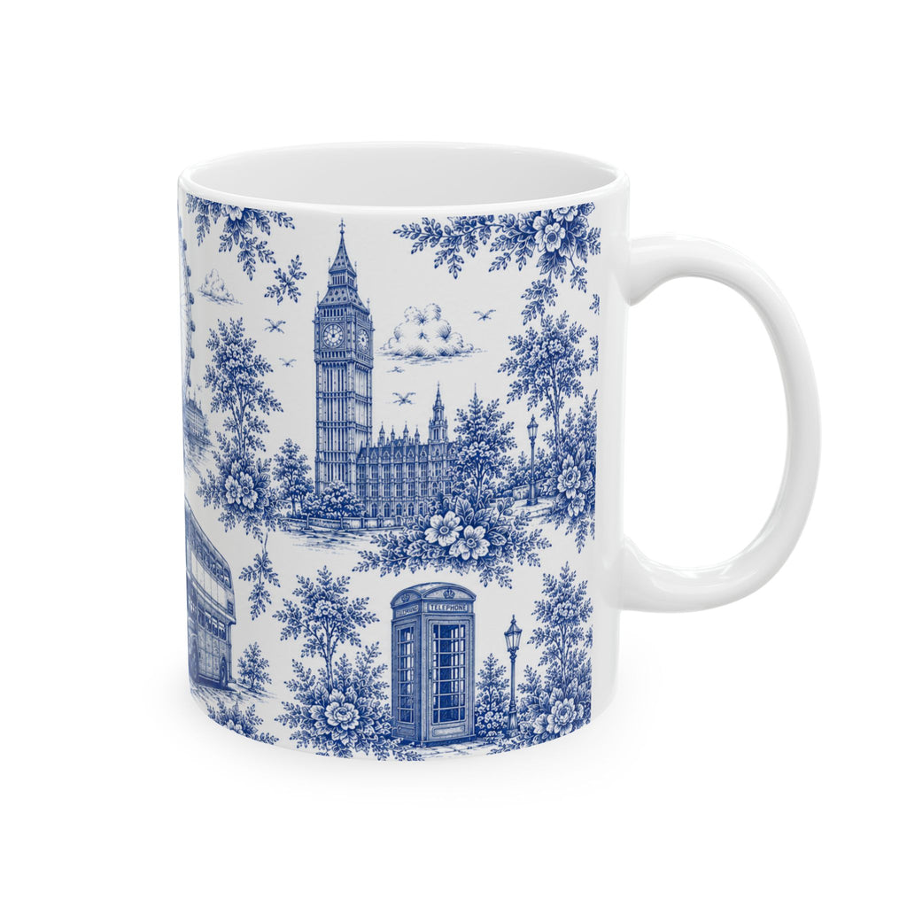 London Blue Toile du Jouy Ceramic Mug – Vintage London Icons (11oz)