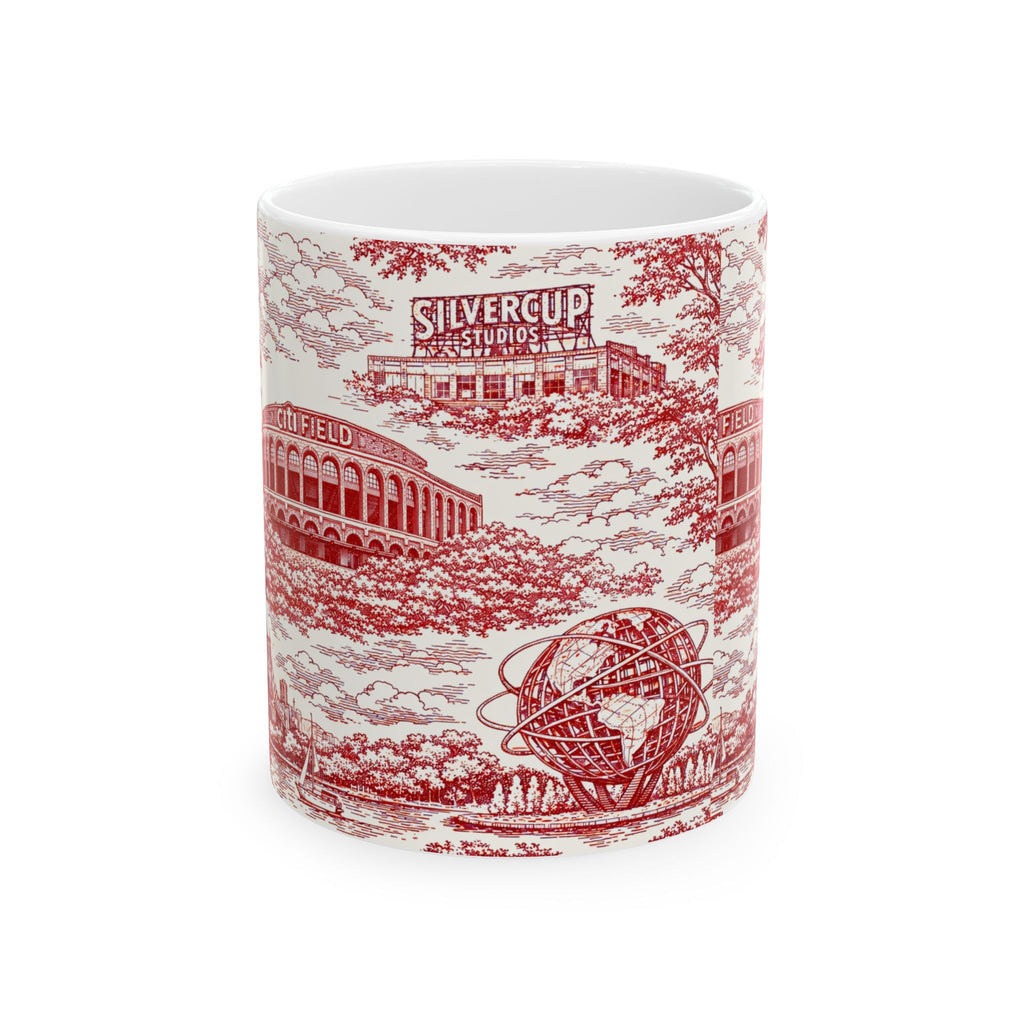 Queens Red and White Toile de Jouy Mug | Chinoiserie Ceramic Coffee Cup