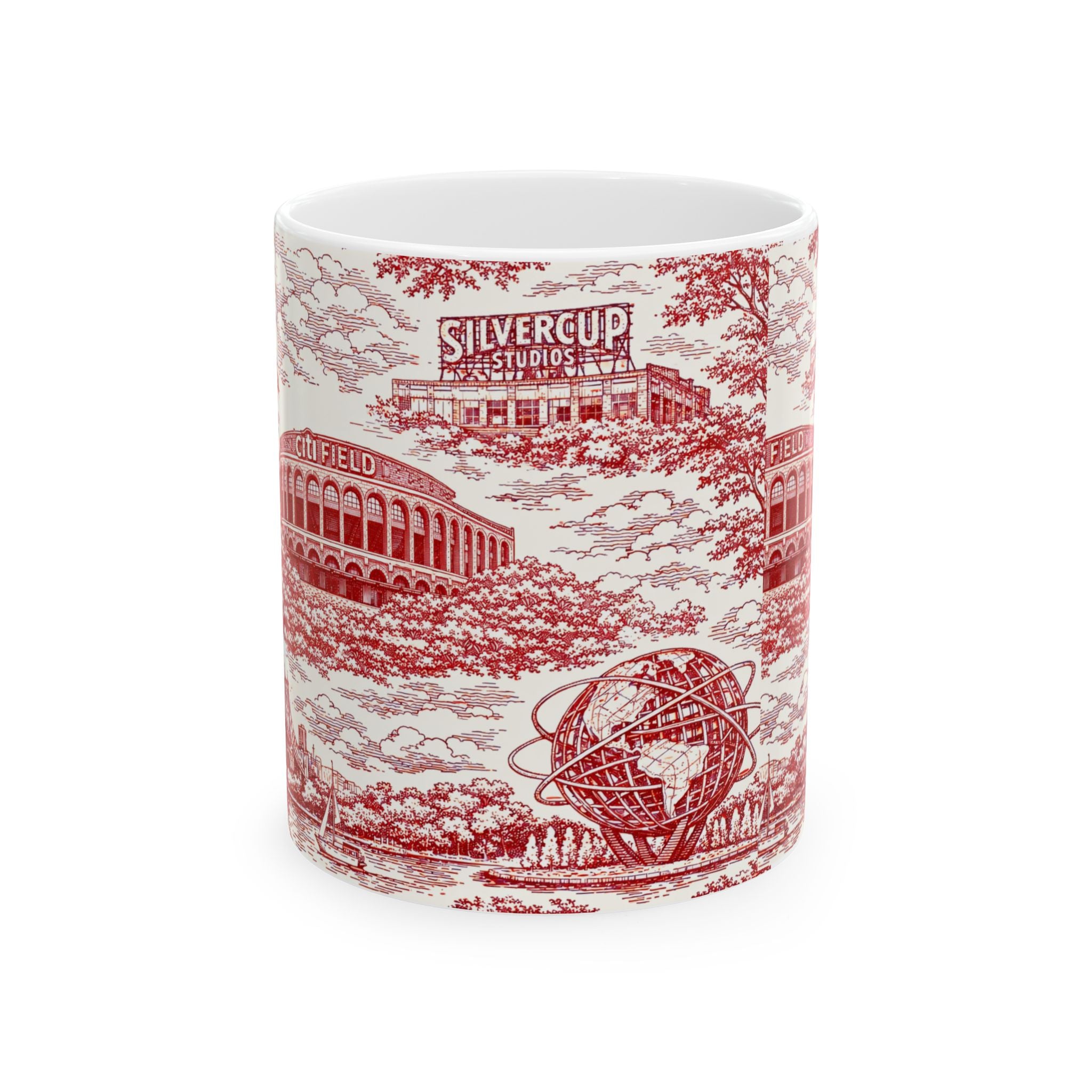 Queens Red and White Toile de Jouy Mug | Chinoiserie Ceramic Coffee Cup