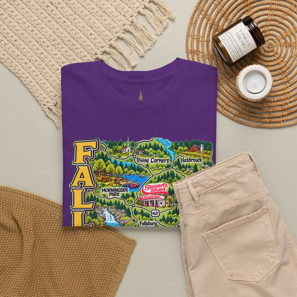 Fallsburg, NY Map T-Shirt  Catskills Upstate New York Tee