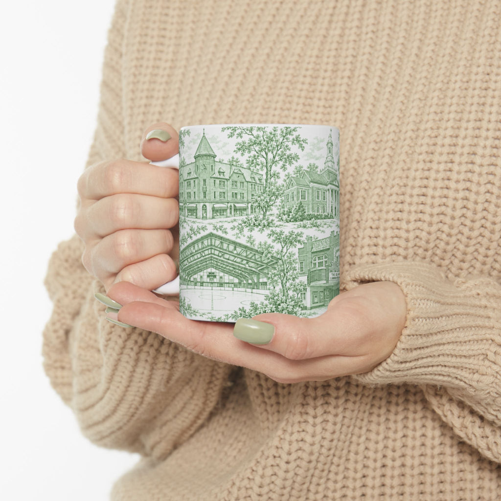 Great Neck Green Toile de Jouy 11oz Ceramic Mug
