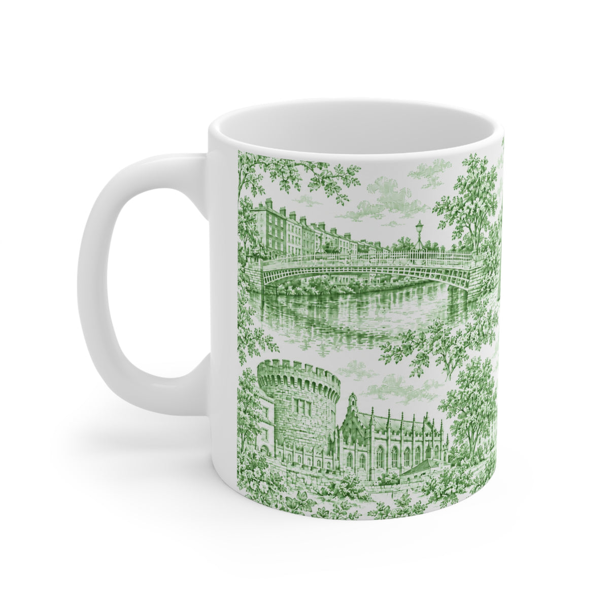 Dublin Green Toile de Jouy Ceramic Mug — Coffee Cup (11oz; Ships from Europe)