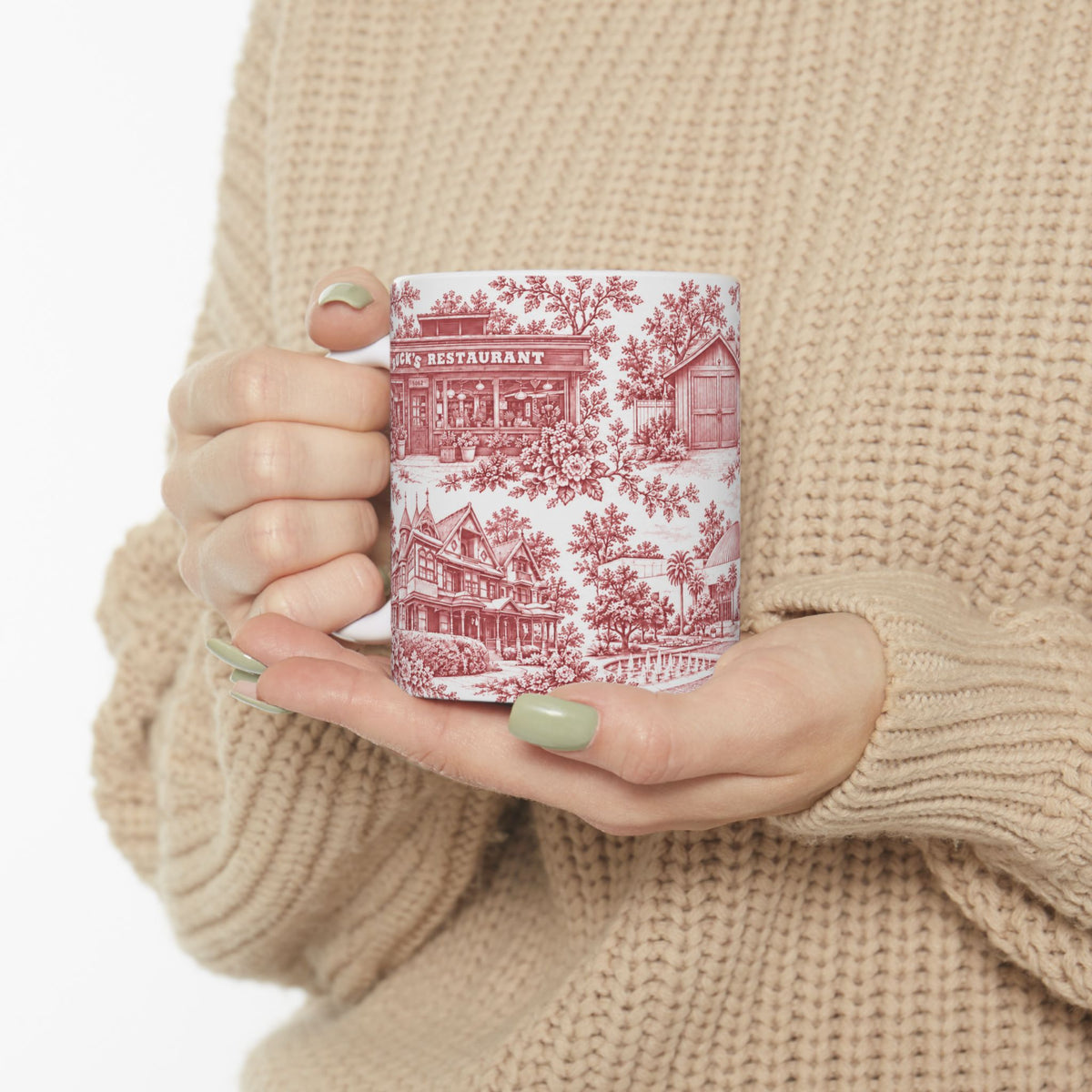 Silicon Valley Red Toile de Jouy 11oz Ceramic Mug