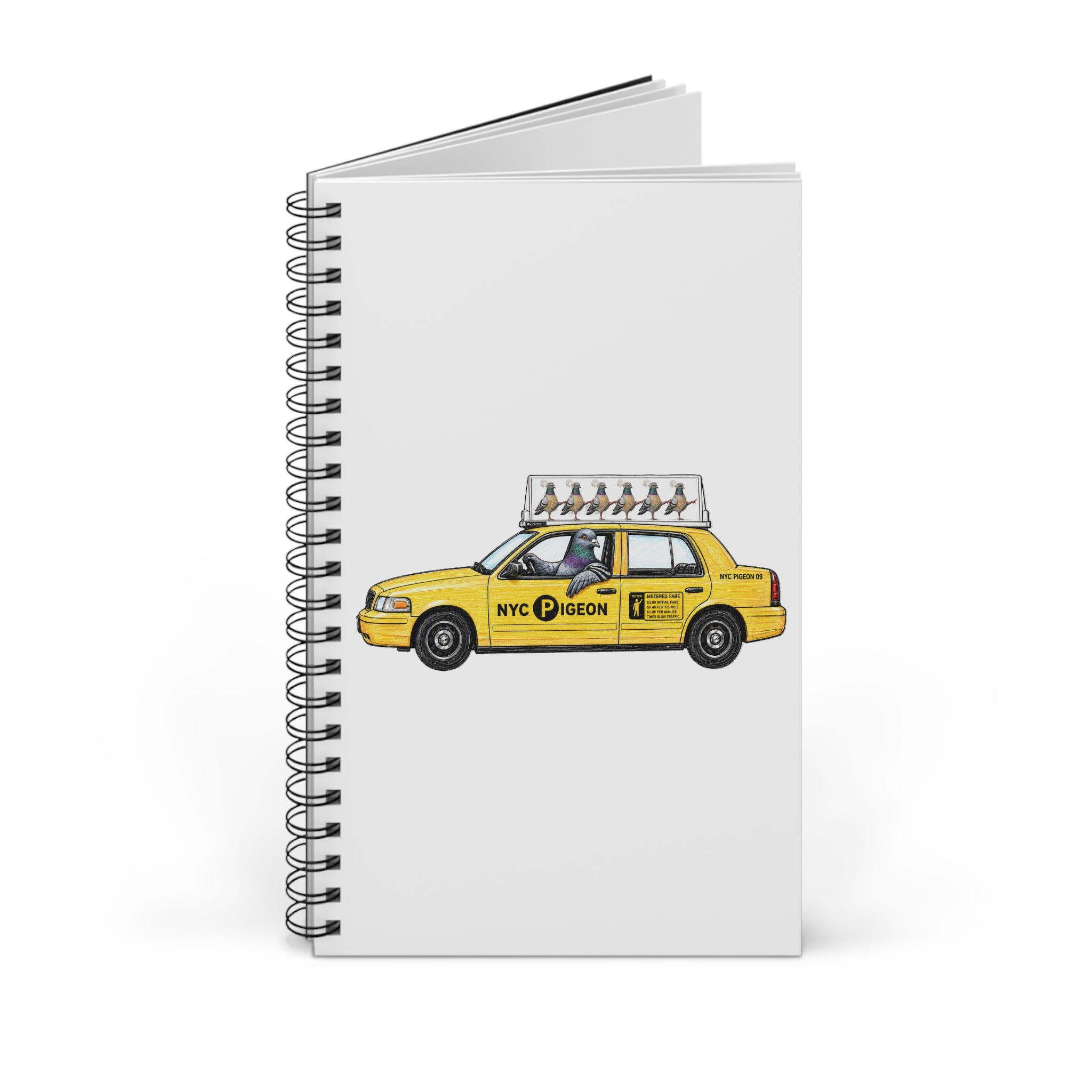 Customizable Jackson Heights NYC Pigeon Spiral Journal | Taxi Cab Bird Lovers Notebook