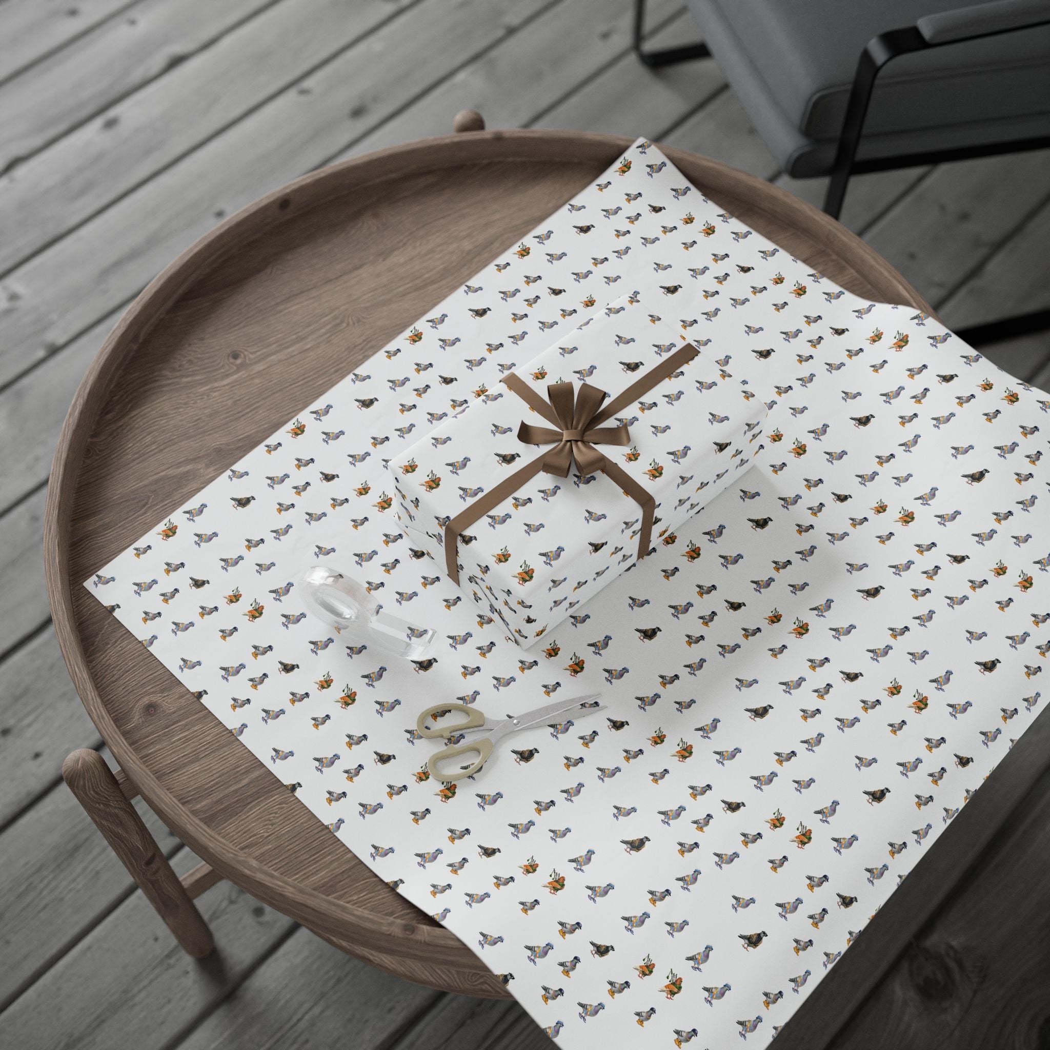 NYC Pigeons Pattern Gift Wrap Paper | Bird Lover Wrapping Paper Roll