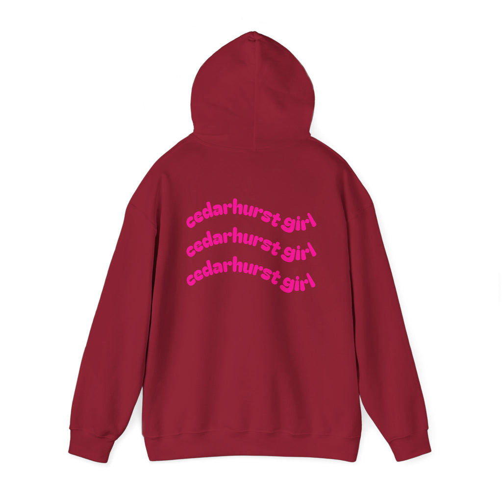Cedarhurst Girl Hoodie – Retro Pink Wave Back Print Hooded Sweatshirt