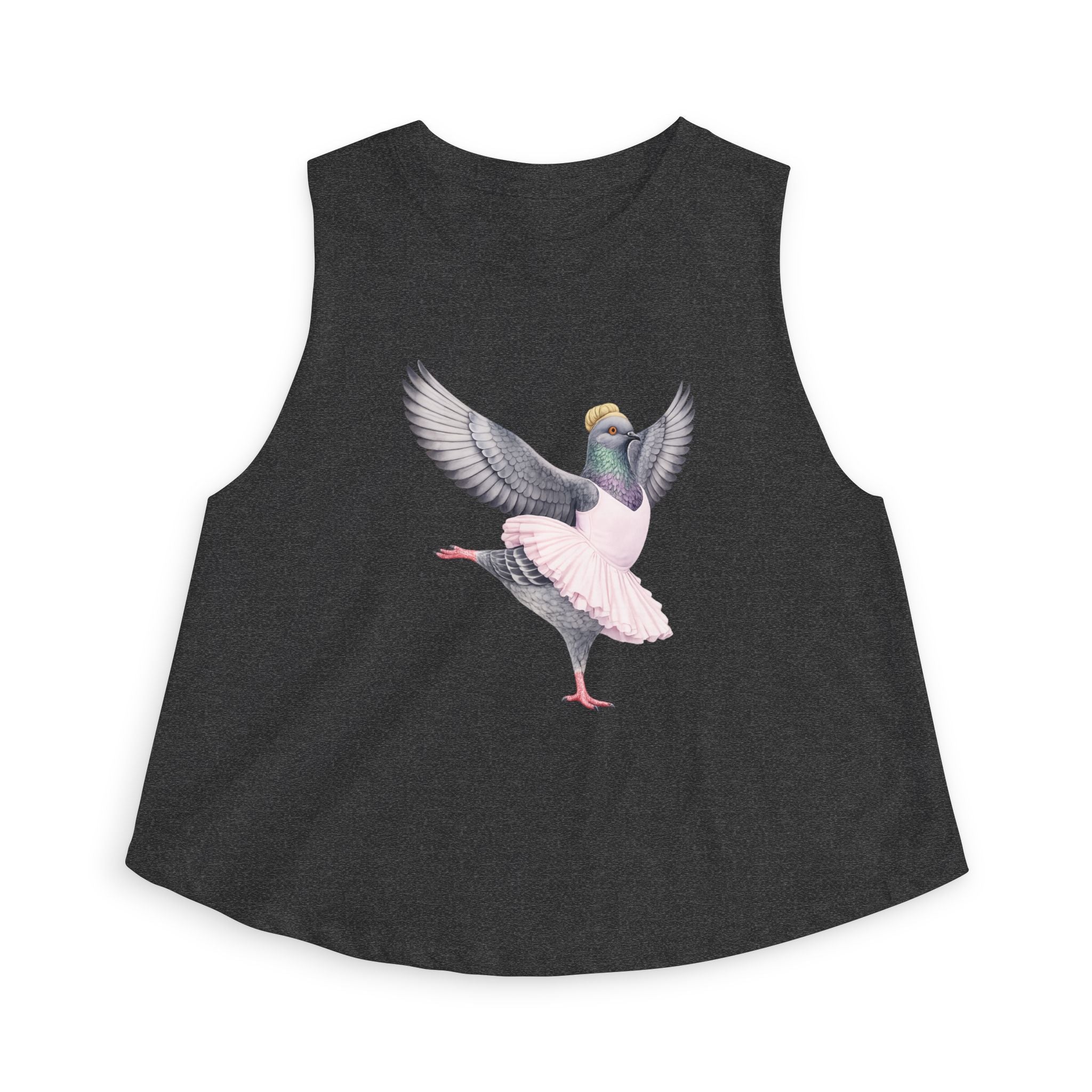Lincoln Square NYC Pigeon Crop Top — Top Corto de Bailarina con Moño para Amantes de las Aves y la Danza