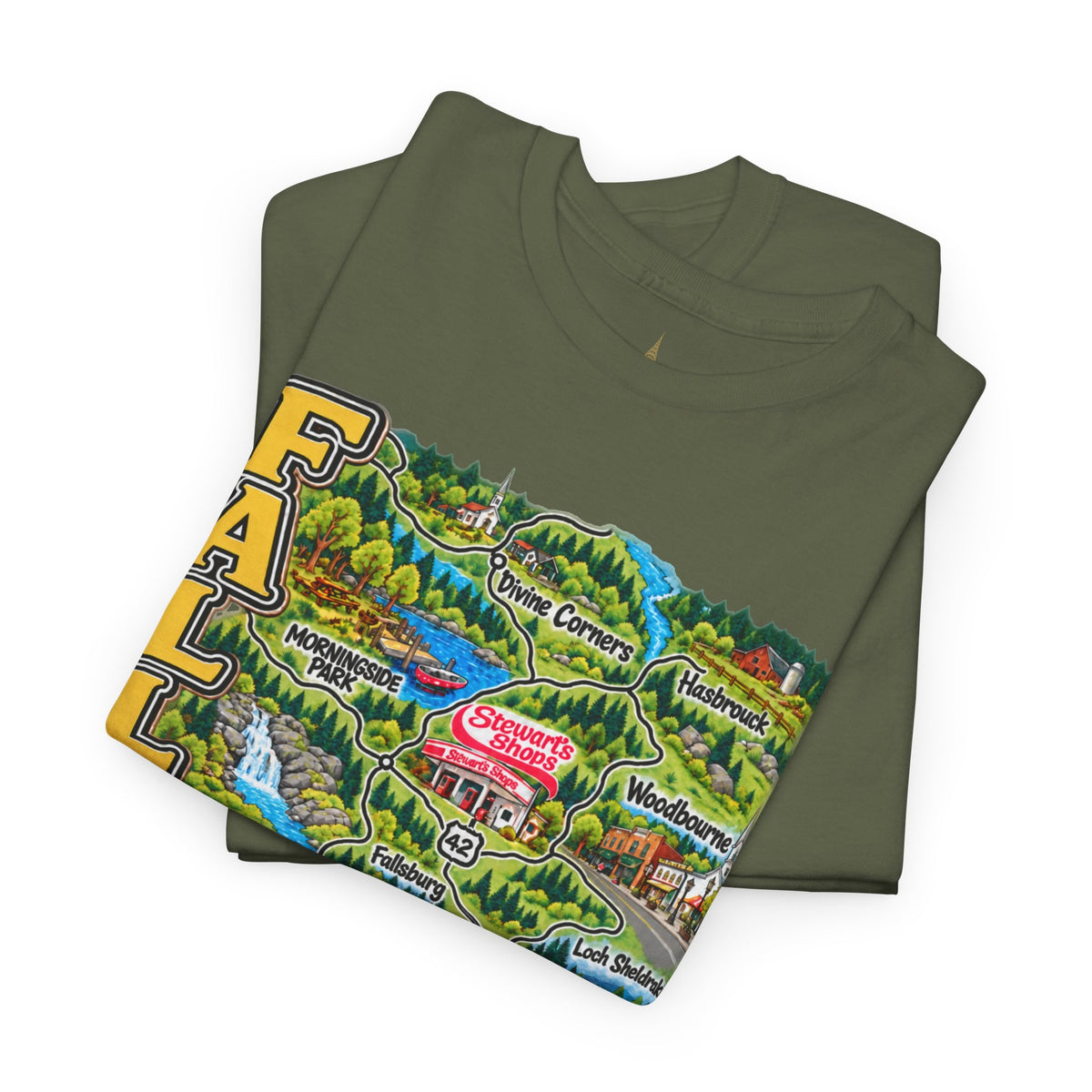 Fallsburg, NY Map T-Shirt  Catskills Upstate New York Tee