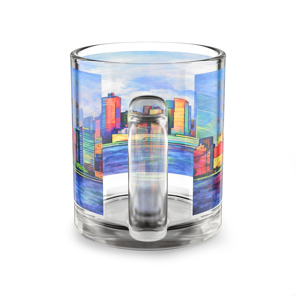Fiddler on the Manhattan Roof Marc Chagall-inspired Glass Mug | 10oz NYC Manhattan Skyline Pattern