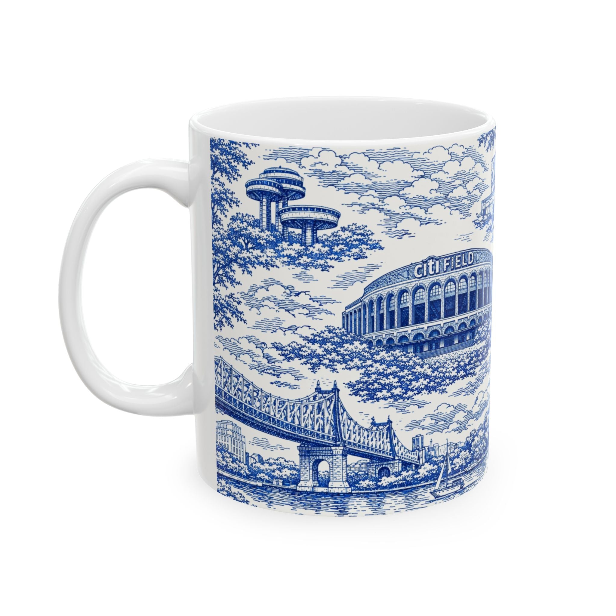 Queens Blue and White Toile de Jouy Mug | Chinoiserie Ceramic Coffee Cup