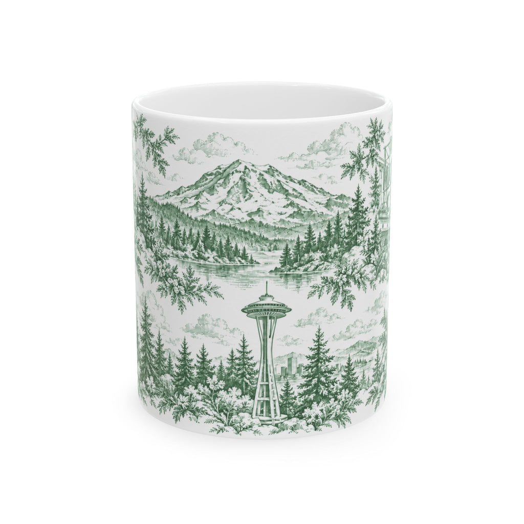 Seattle Green Toile de Jouy Ceramic Mug (11oz)