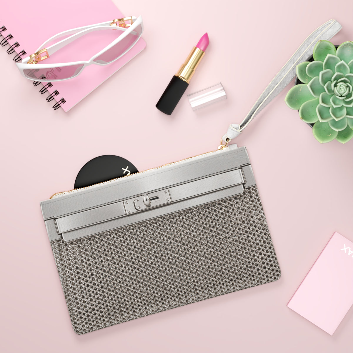 Canal Street Silver Clutch Bag — Elegant Wristlet Purse for Evening & Gifts
