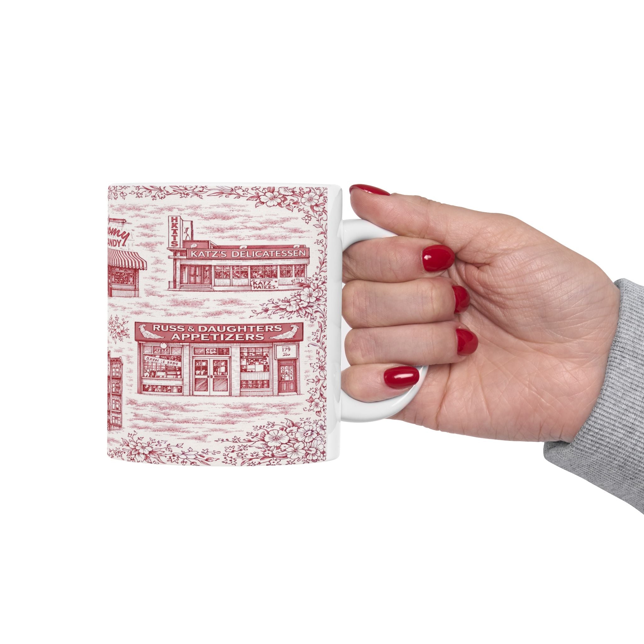Lower East Side Red Toile de Jouy Mug | NYC Chinoiserie Ceramic Mug