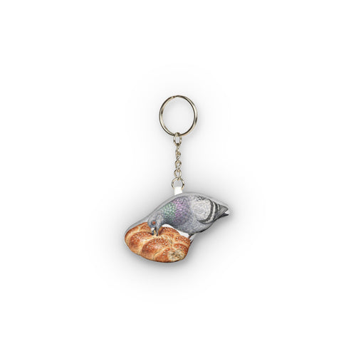 Borough Park NYC Pigeon Mini Plush Keychain |  Brooklyn Kosher Challah Lovers Plushie Bag Charm