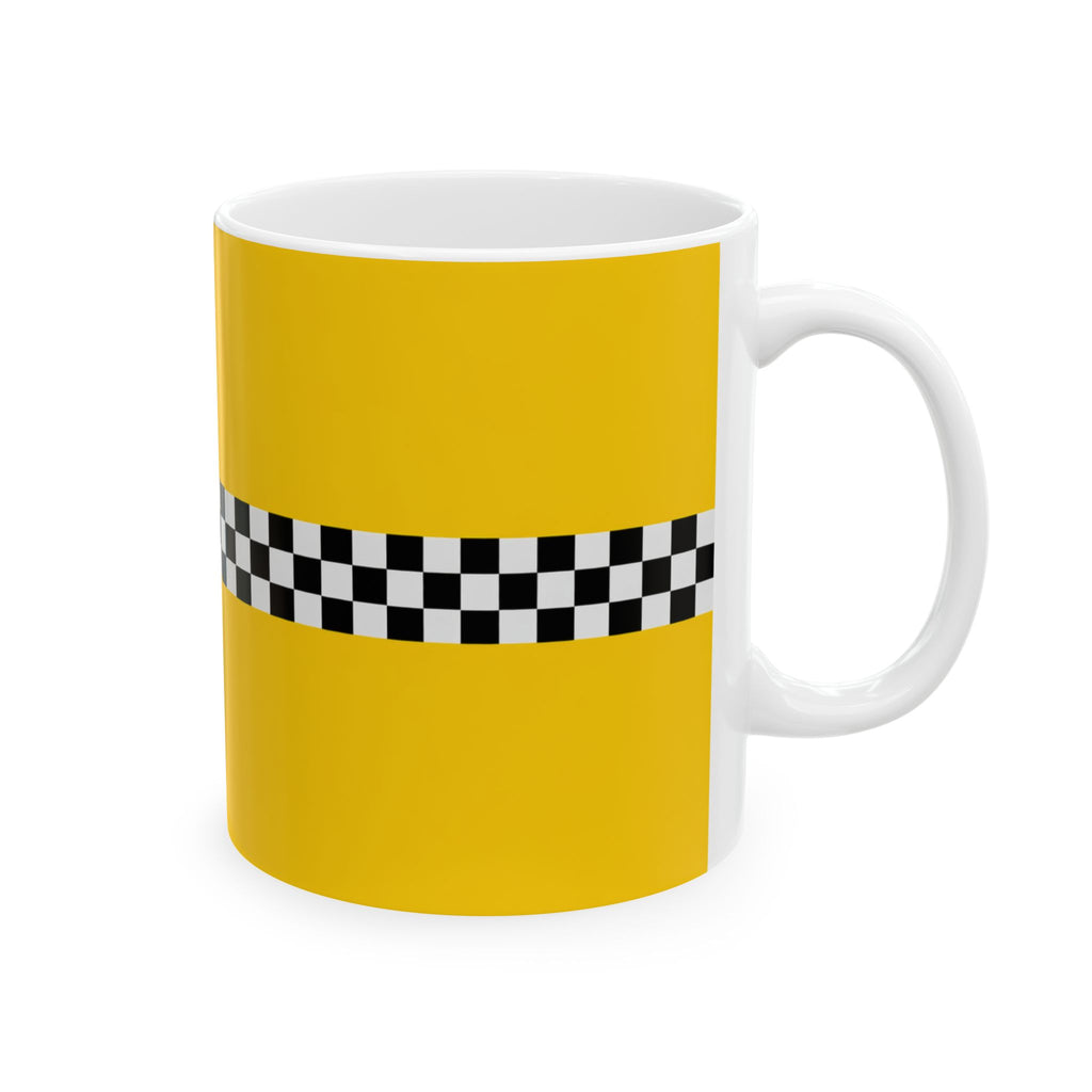 Taza de cerámica NYC Checkered Taxi Cab | Taza de cerámica amarilla New York Checker