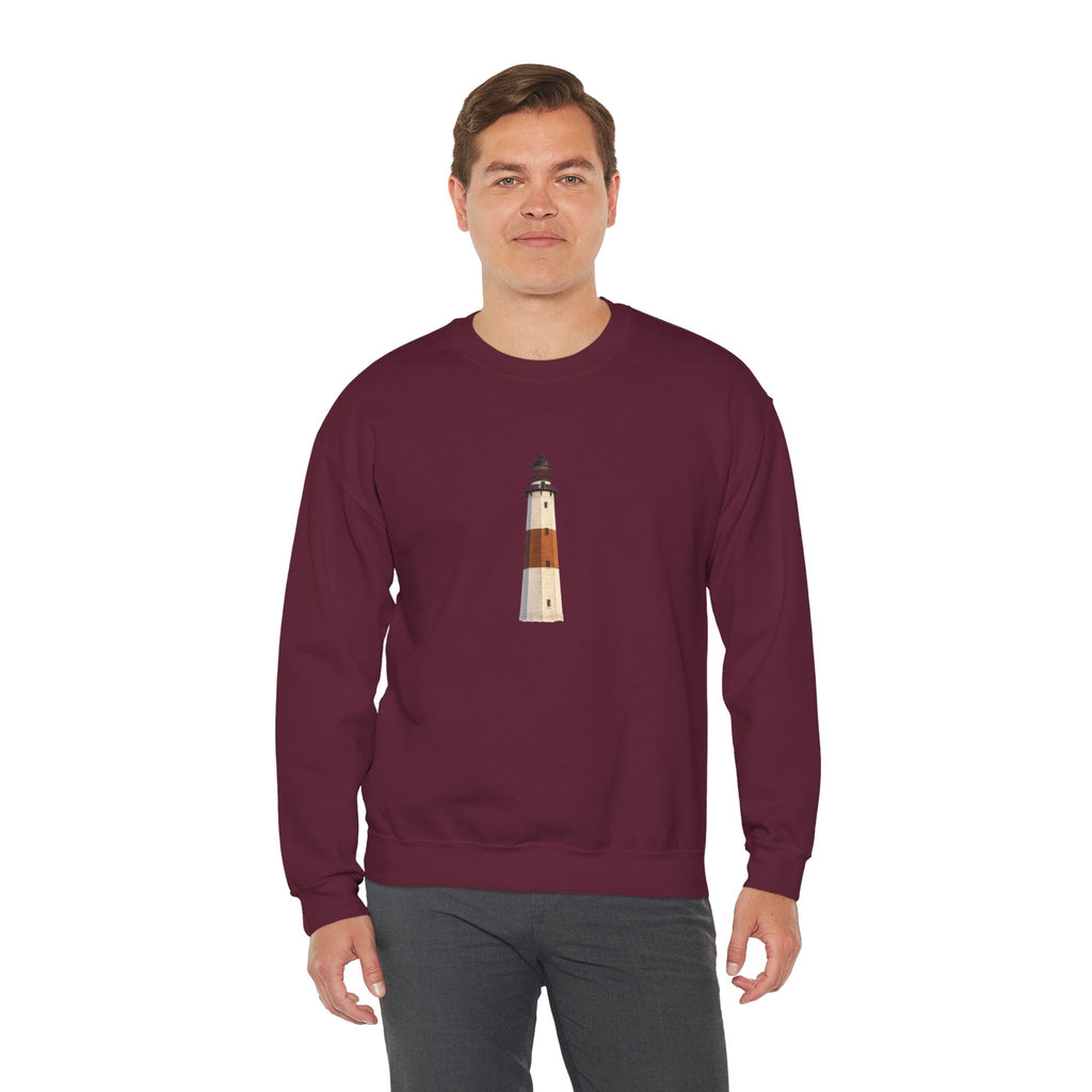 Montauk Lighthouse Minimalist Crewneck Sweatshirt — Montauk Coastal Nautical Graphic Sweater