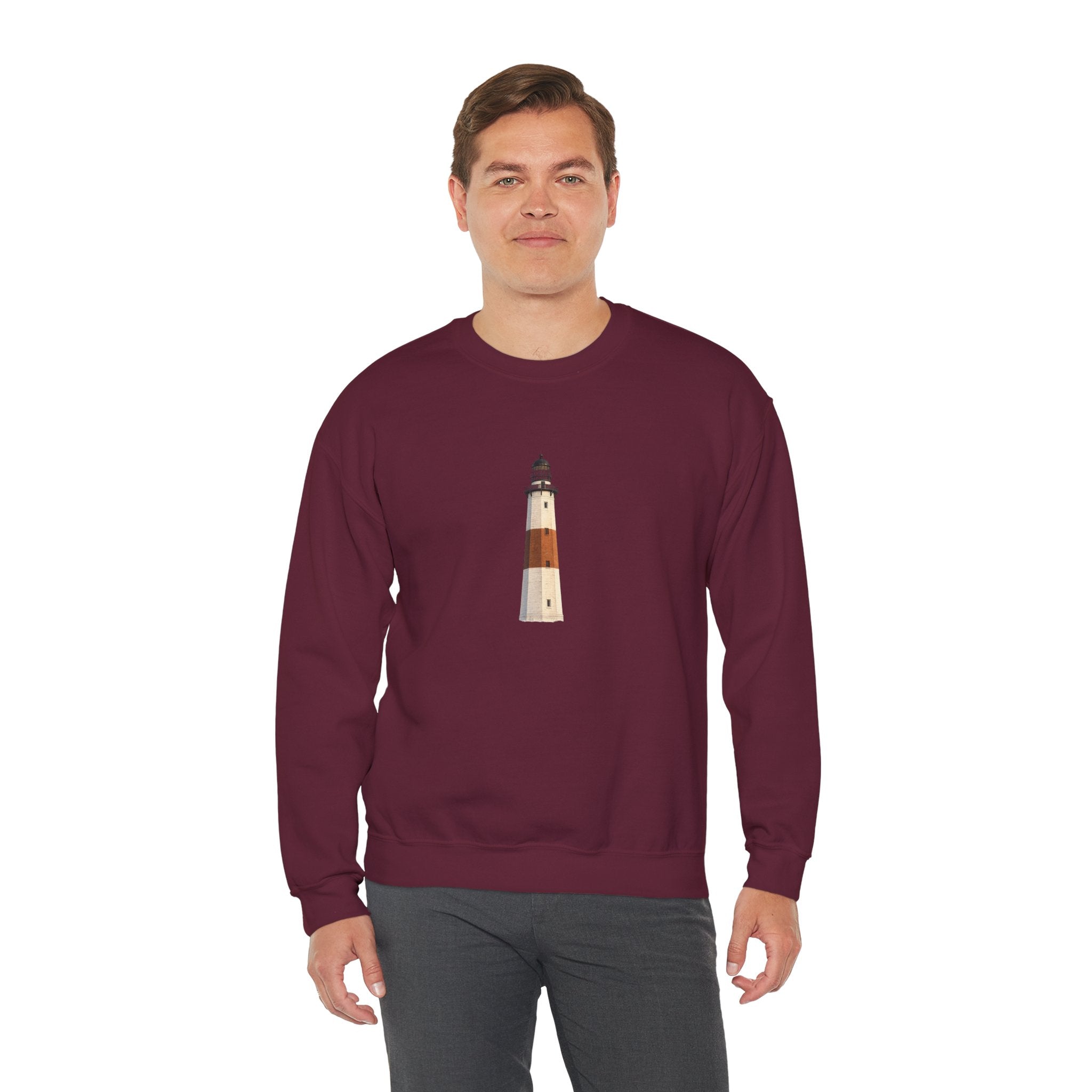 Montauk Lighthouse Minimalist Crewneck Sweatshirt — Montauk Coastal Nautical Graphic Sweater