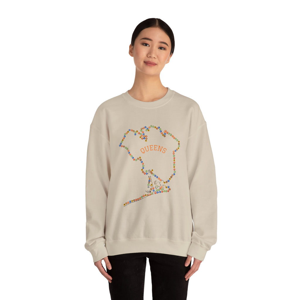 Queens Map Subway Signs Sweatshirt | NYC Crewneck Sweater