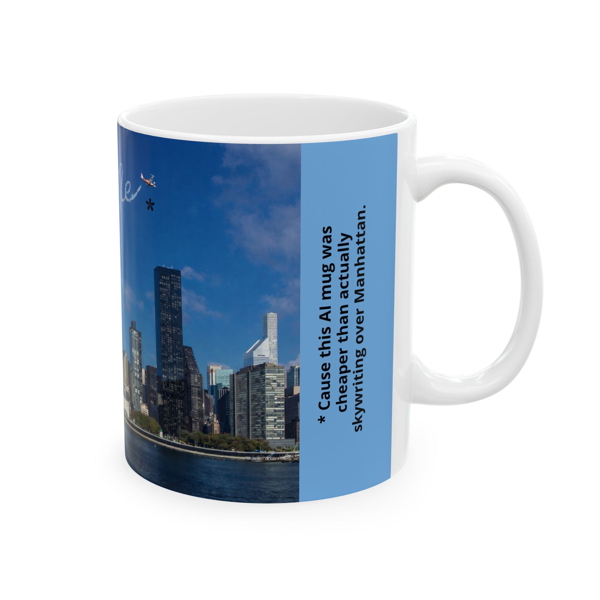 Marry Me Skywriting Marriage Proposal Mug | Romantic NYC Manhattan Skyline Proposal