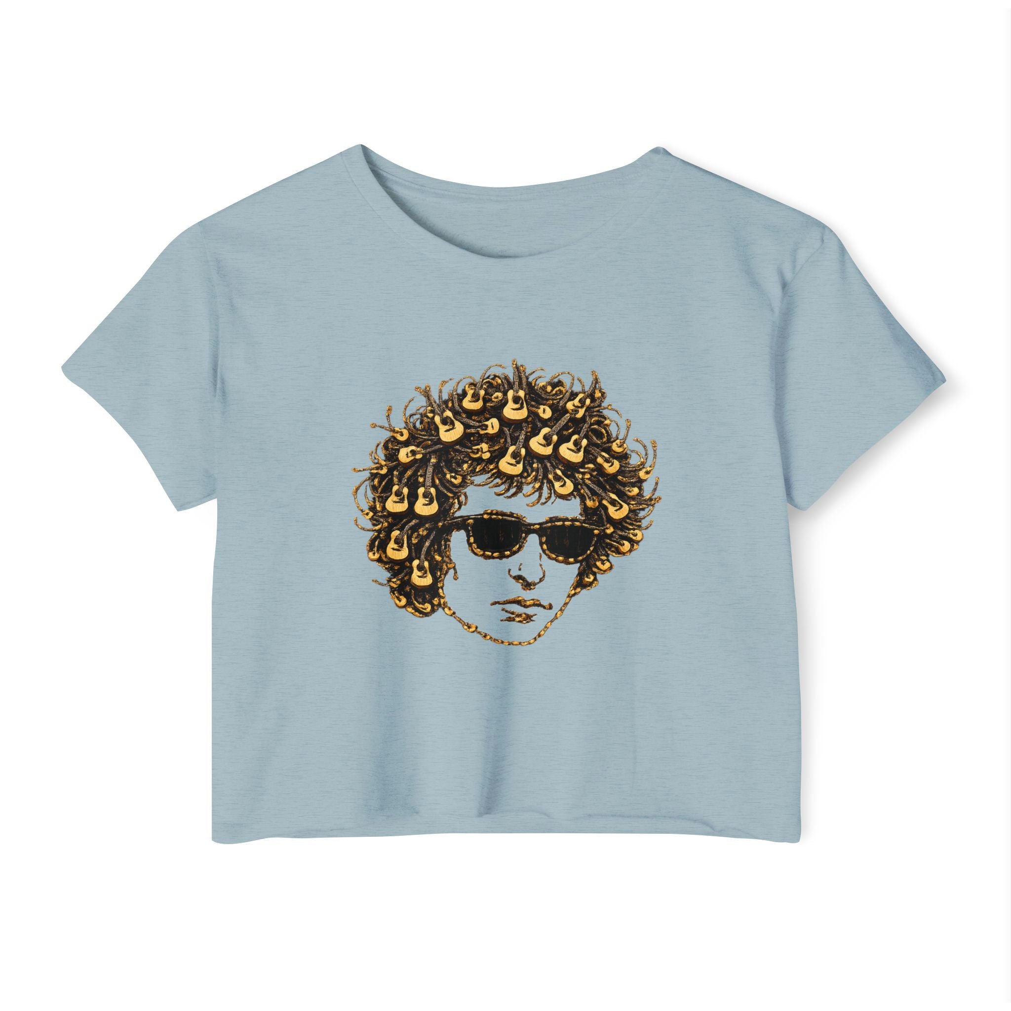 Guitar Bob Dylan Crop Top T-shirt   Music Tee