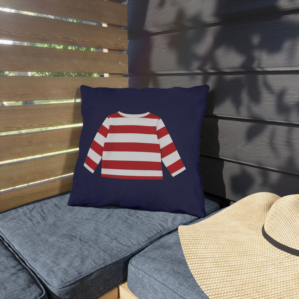 Sailor Kid Breton Navy Outdoor Pillow  – Cozy Hamptons Patio Throw Cushion