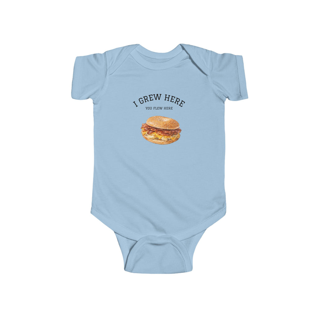 Bacon Egg and Cheese Baby Bodysuit | I Grew Here You Flew Here baby onesie