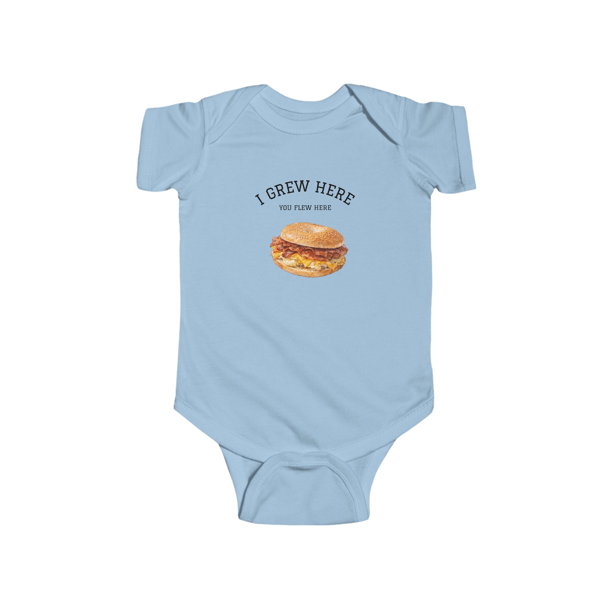 Bacon Egg and Cheese Baby Bodysuit | I Grew Here You Flew Here baby onesie