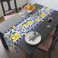 Little Italy Amalfi Blue and White with Lemon Table Runner – Mediterranean Blue & Yellow Dining Decor