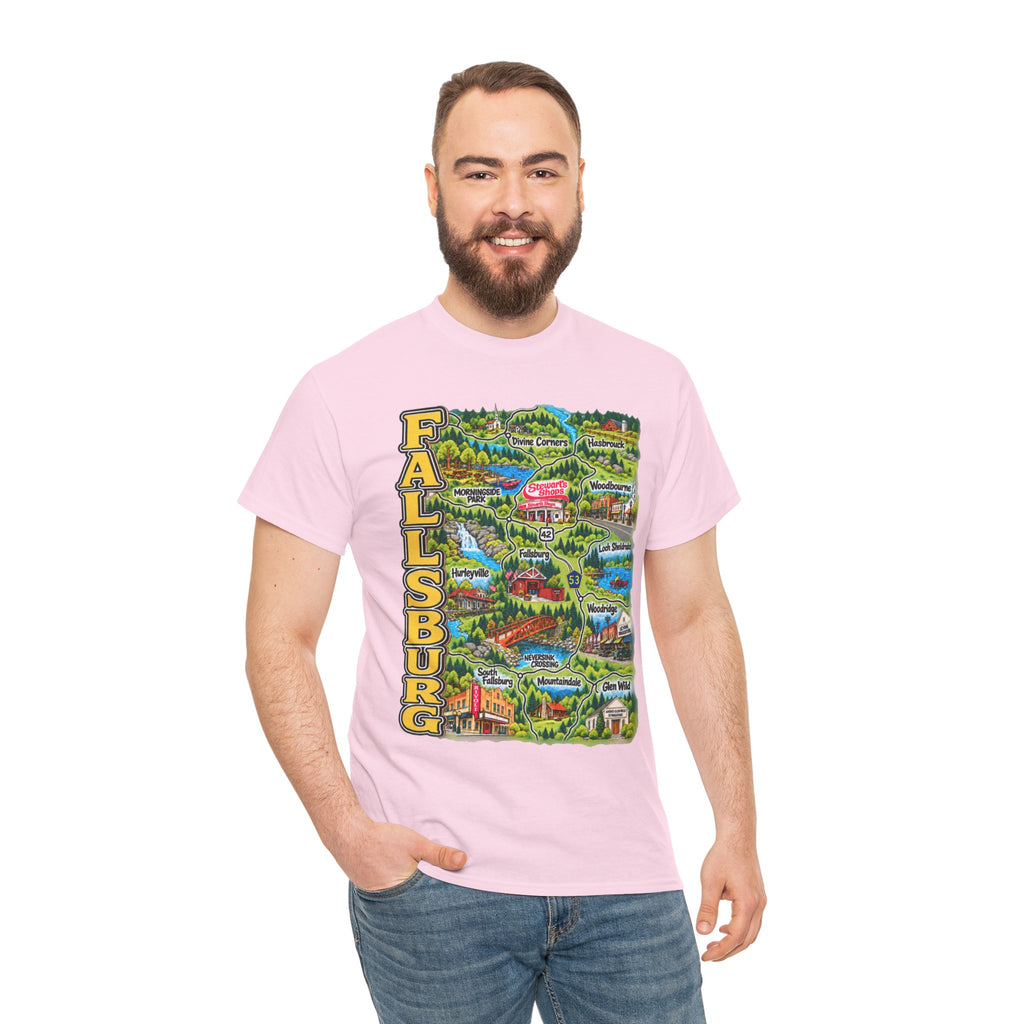 Fallsburg, NY Map T-Shirt  Catskills Upstate New York Tee