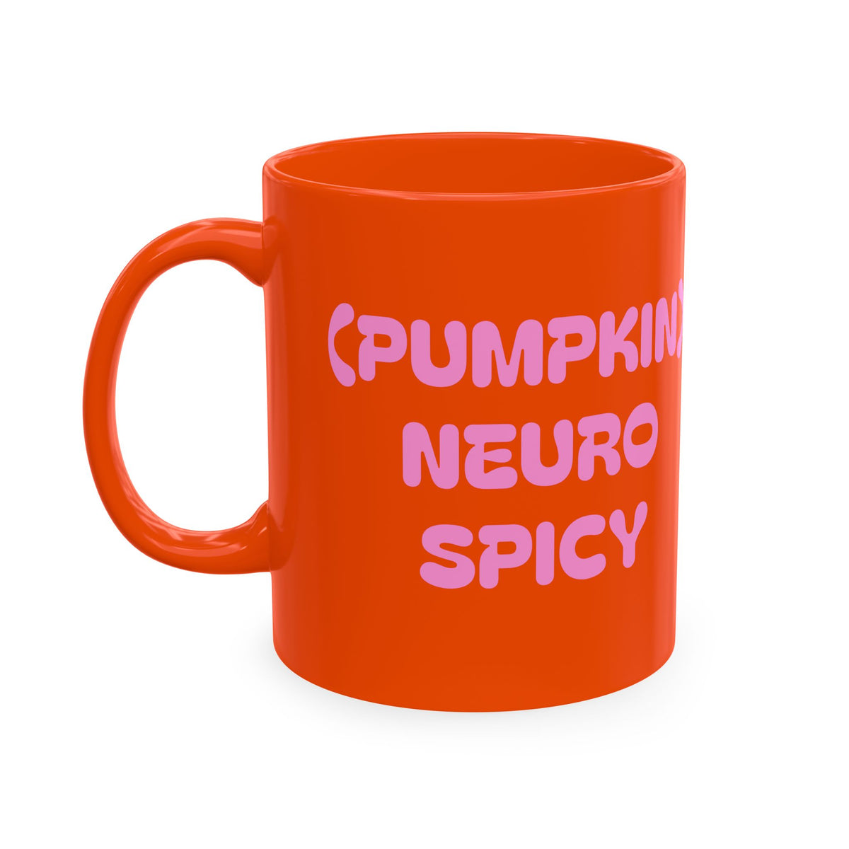 (Neuro) Pumpkin Spicy Ceramic Mug — Bright Orange Fall Coffee Cup
