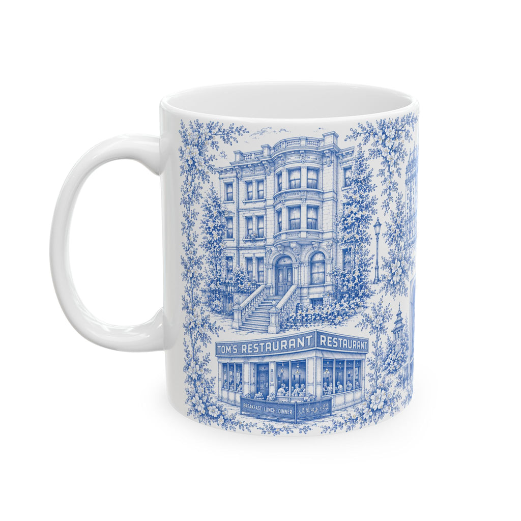 Upper West Side Blue Toile de Jouy Mug | New York Chinoiserie Ceramic Coffee Cup