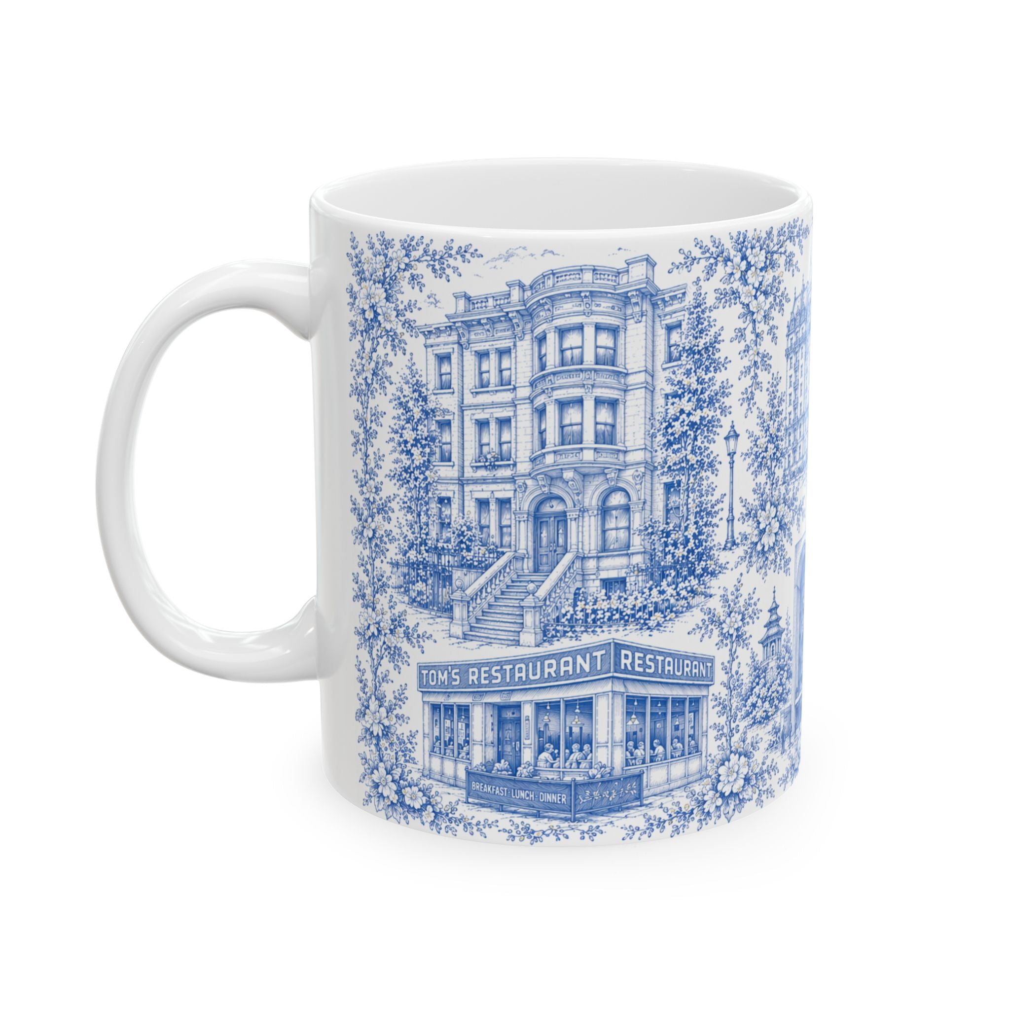 Upper West Side Blue Toile de Jouy Mug | New York Chinoiserie Ceramic Coffee Cup