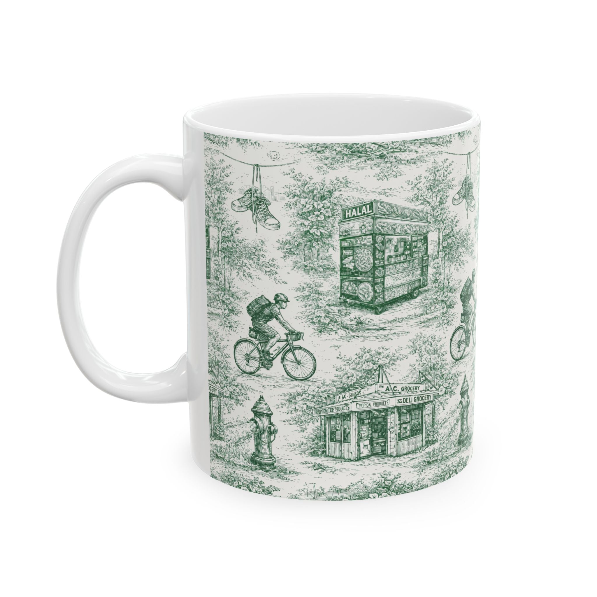 NYC Green Toile Mug | ChinoiserieCeramic Mug
