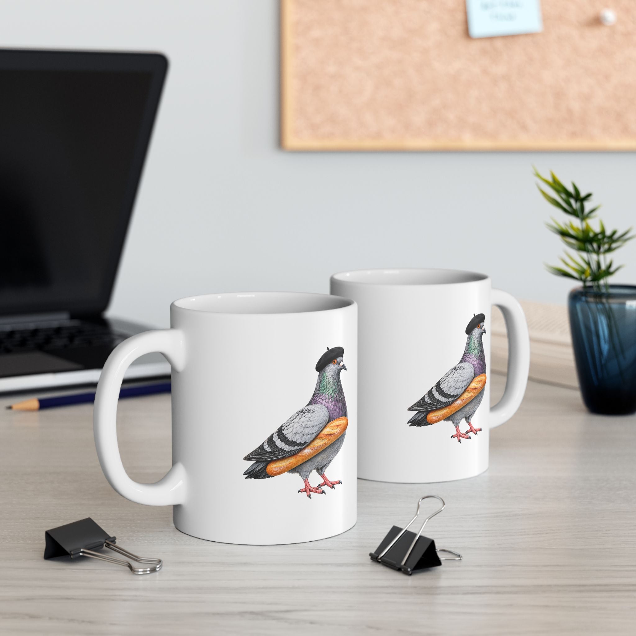 Customizable Carroll Gardens NYC Pigeon Mug | French Bakery Bird Lovers Ceramic Coffee Cup
