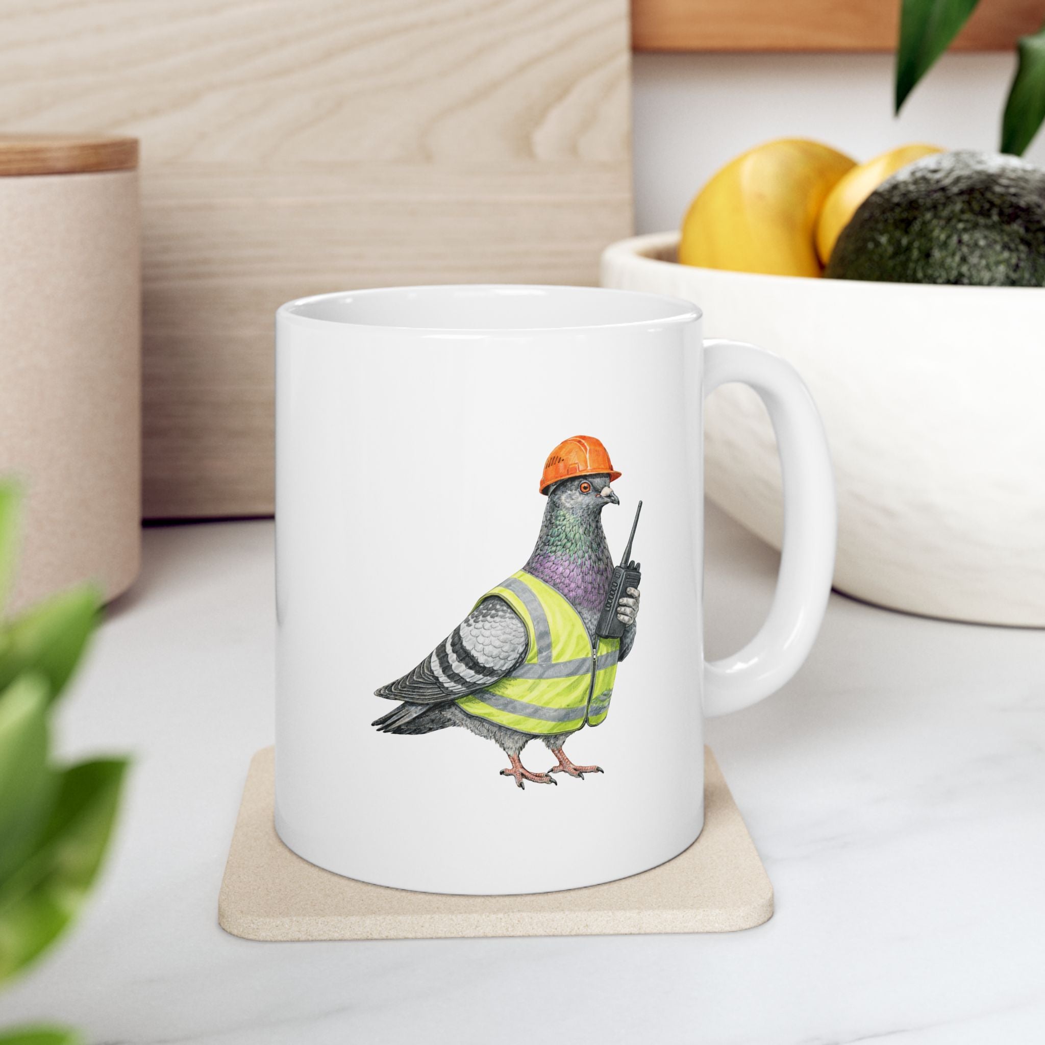 Customizable Red Hook NYC Pigeon Mug | Dock Worker Construction Bird Lovers Ceramic Coffee Cup