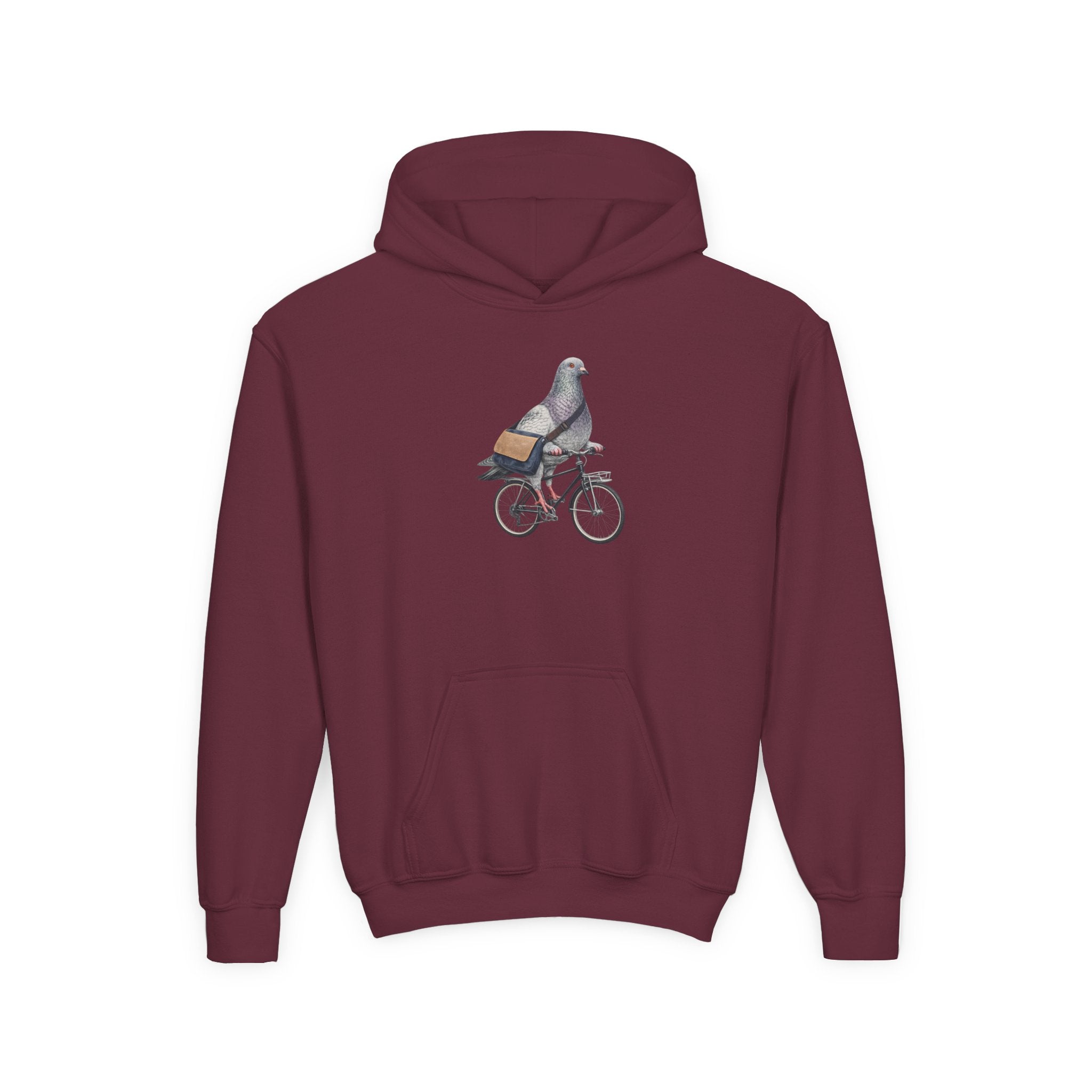 Customizable Midtown NYC Pigeon NYC Kids Hoodie | New York Bike Rider Bird Lovers Childrens Hooded Sweatshirt