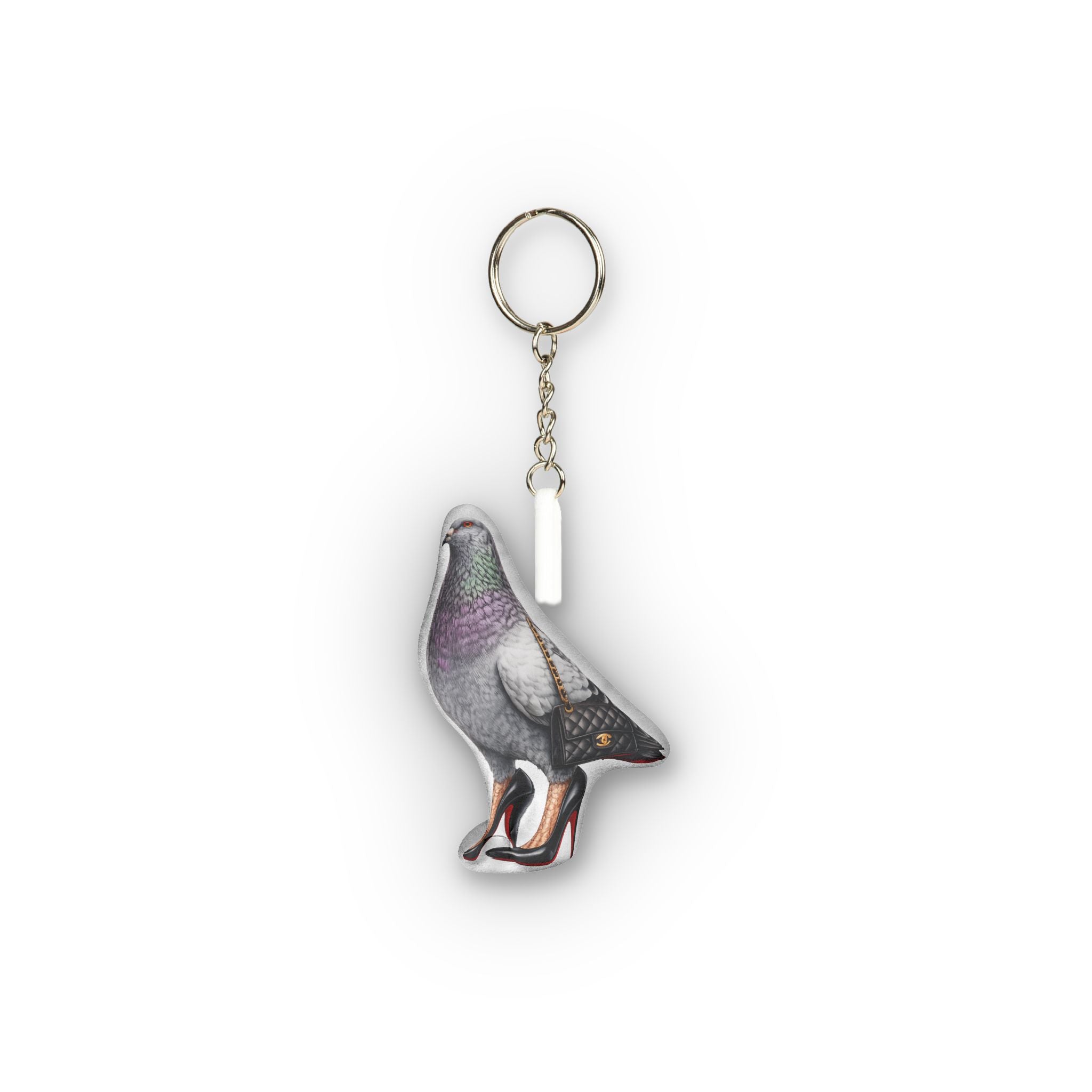 Meatpacking District NYC Pigeon Mini Plush Keychain |  Stylish Designer Bird Lovers Plushie Bag Charm