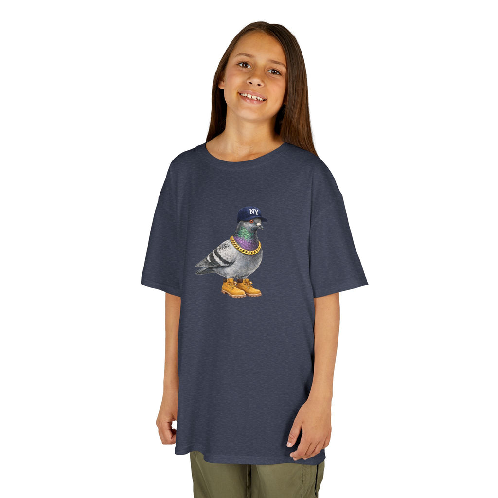 Camiseta infantil personalizable con paloma del Bronx de Nueva York — Camiseta con simpático pájaro aficionado al béisbol para niños