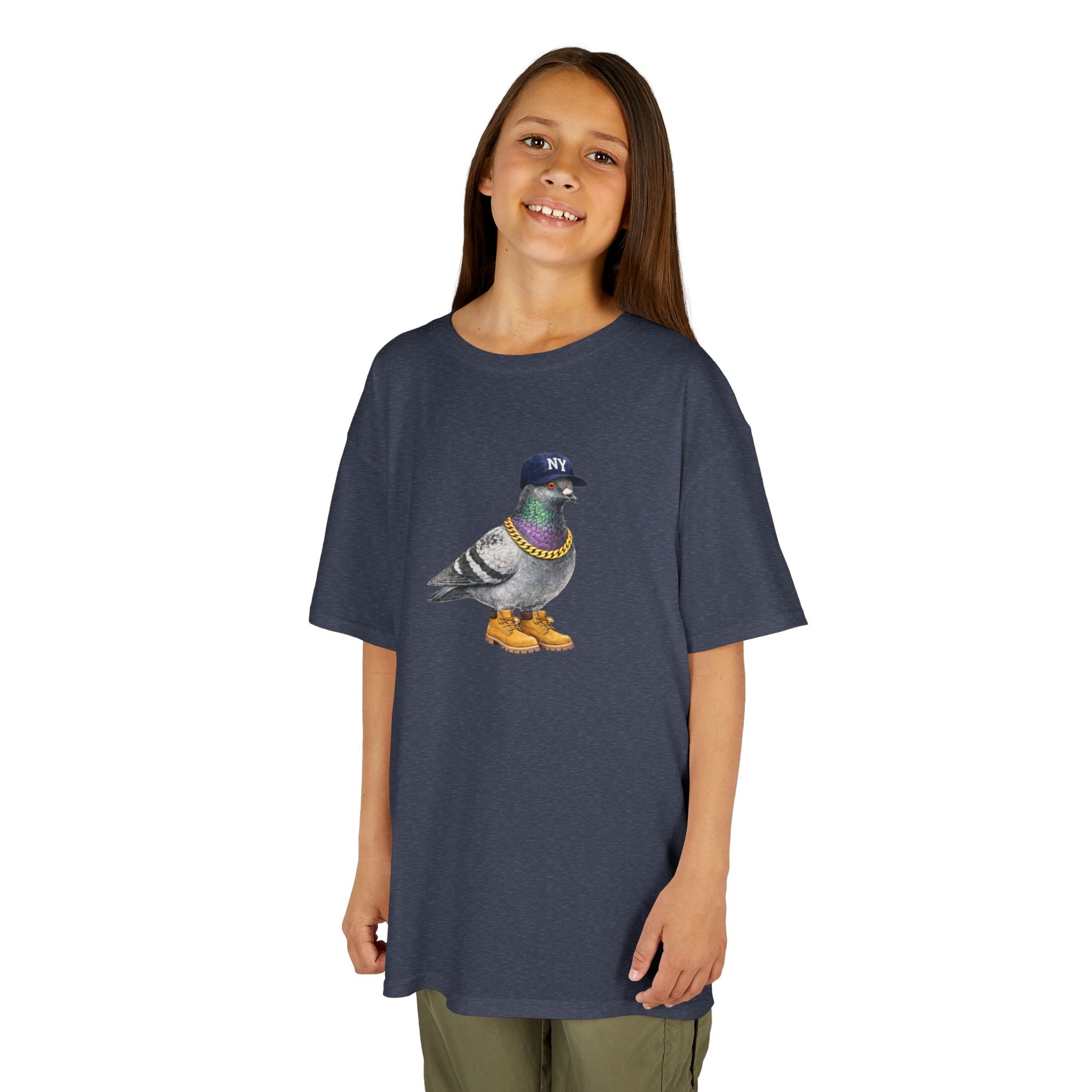 Camiseta infantil personalizable con paloma del Bronx de Nueva York — Camiseta con simpático pájaro aficionado al béisbol para niños