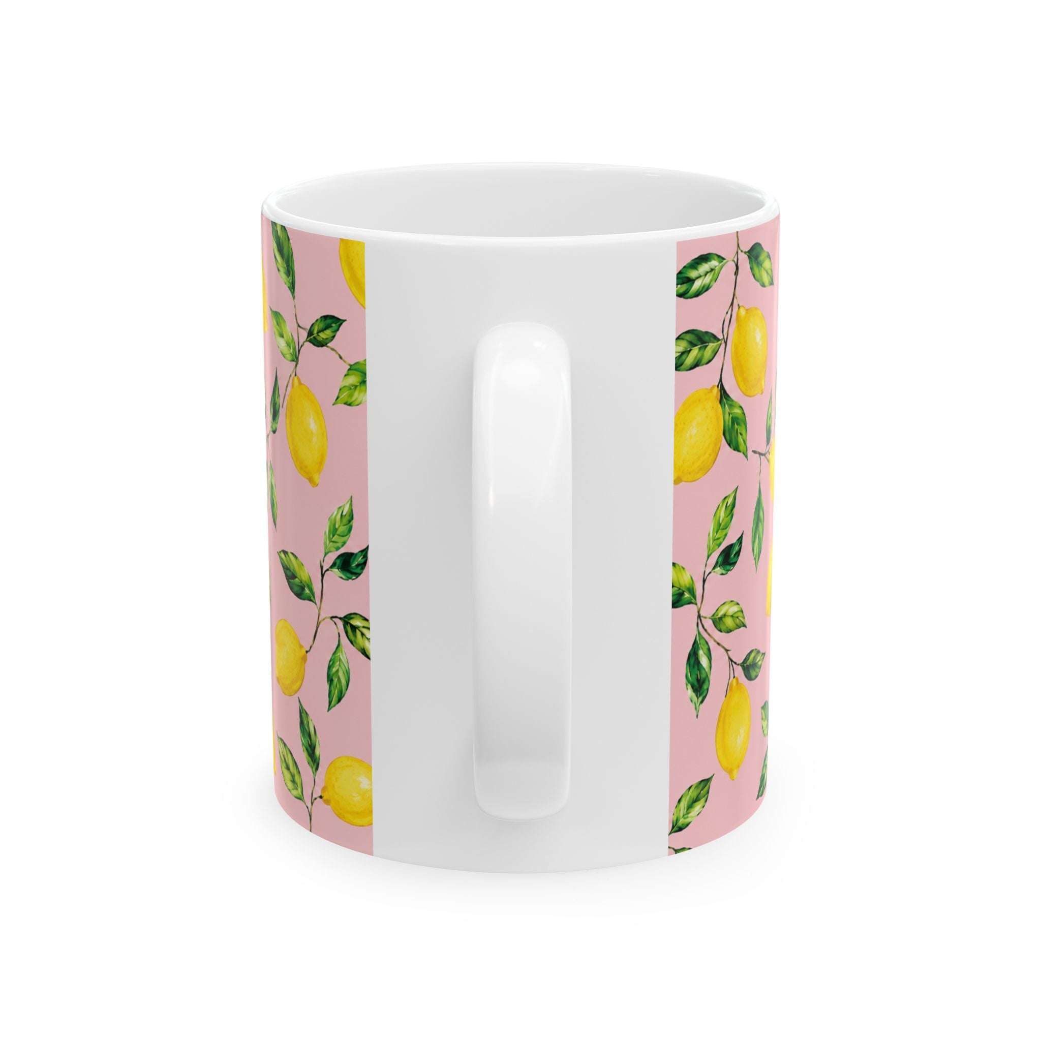 Little Italy Amalfi Pink with Lemon Mug 4— Italian Mediterranean Pattern Coffee Cup (11oz)