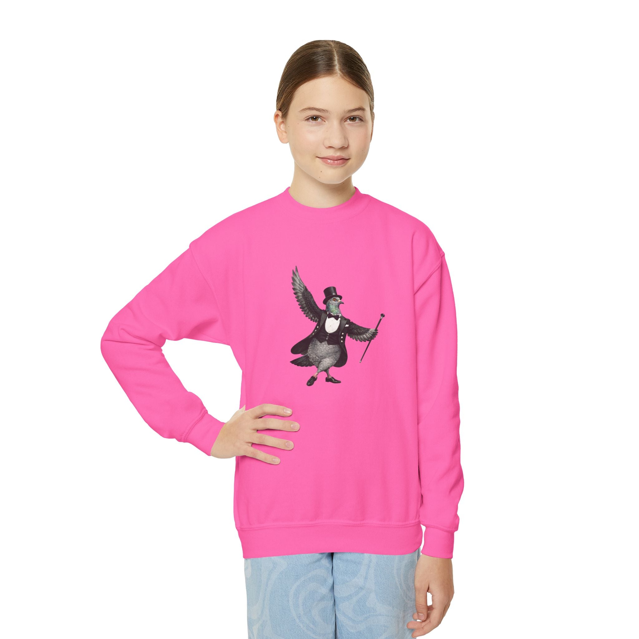 Customizable Broadway NYC Pigeon NYC Kids Crewneck Sweatshirt    New York Theater Kid Bird Lover Childrens Sweater