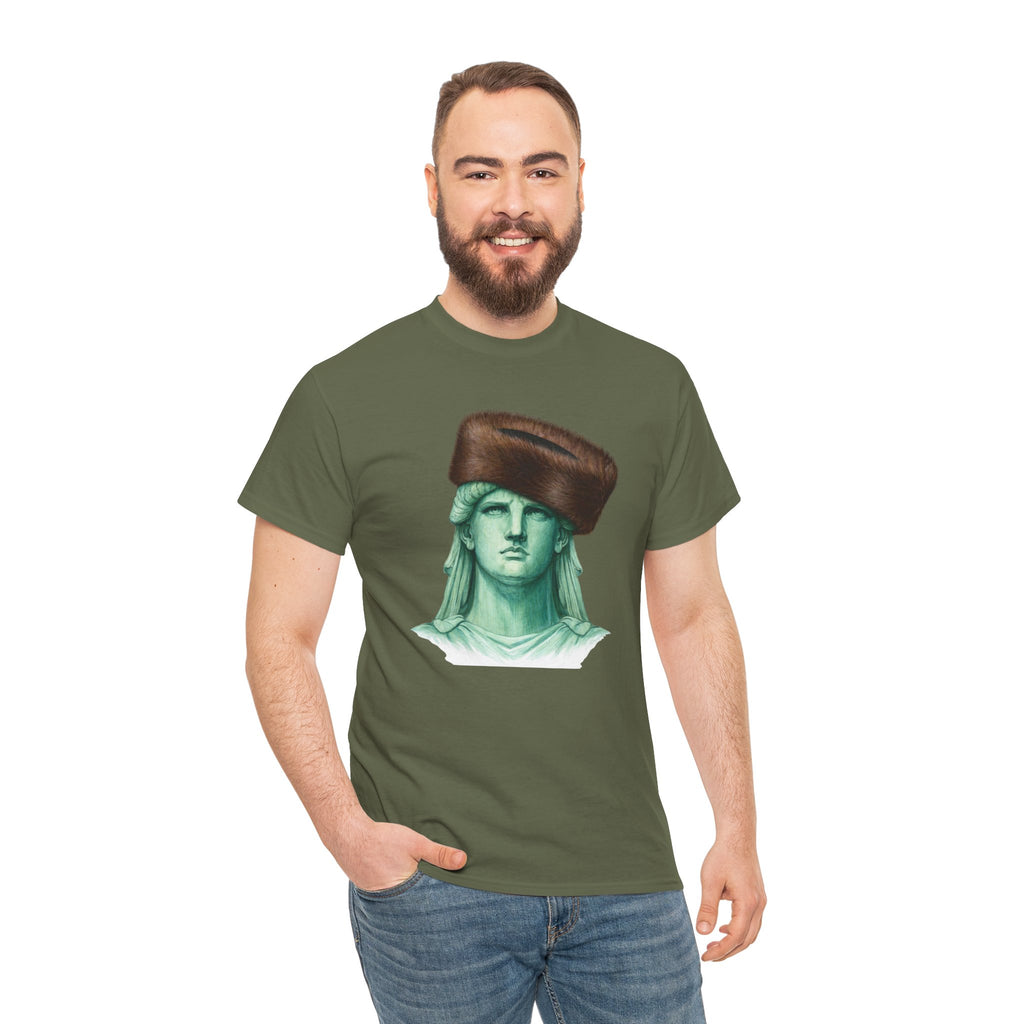 Statue of Liberty Crowned with Shtreimel T-Shirt | NYC Statue Tee